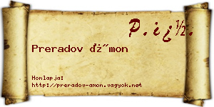 Preradov Ámon névjegykártya